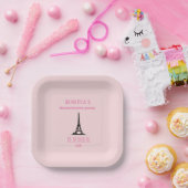 Elegant Girly Pink Paris Bachelorette Party Papieren Bordje (Feest)