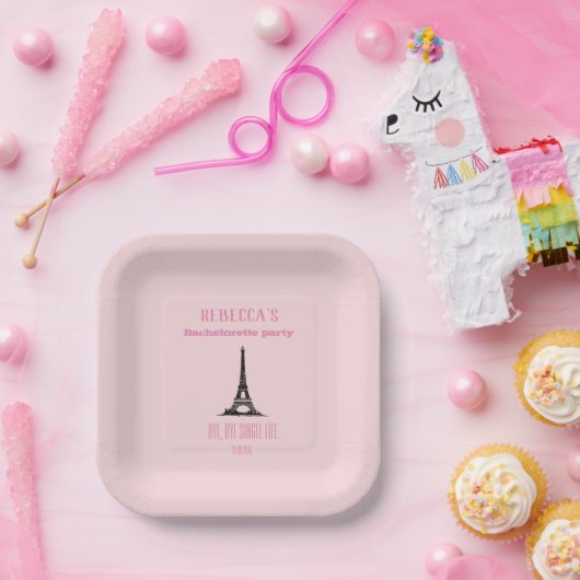 Elegant Girly Pink Paris Bachelorette Party Papieren Bordje (Feest)