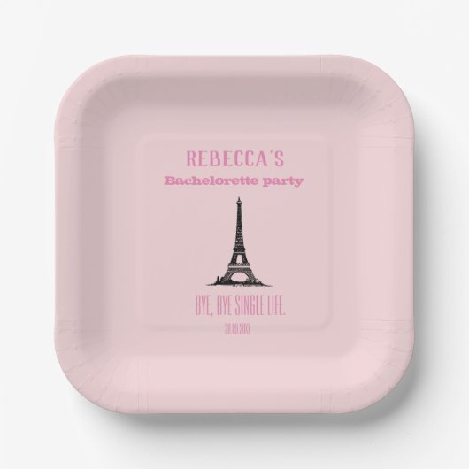Elegant Girly Pink Paris Bachelorette Party Papieren Bordje (Voorkant)