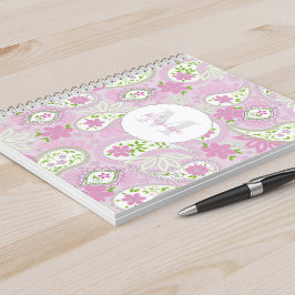 Elegant Girly Pink Preppy Paisley Print Patroon Notitieboek