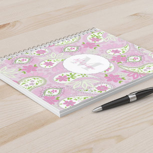 Elegant Girly Pink Preppy Paisley Print Patroon Notitieboek