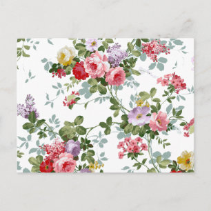 Elegant Girly Pink Red Roses Patroon Briefkaart