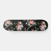  Elegant Girly Pink Red Trendy Rozen Floral Skateboard (Horizontaal)