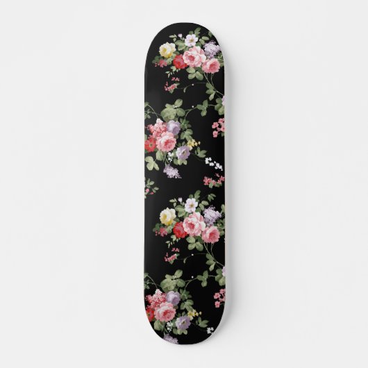  Elegant Girly Pink Red Trendy Rozen Floral Skateboard (Voorkant)
