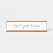 Elegant Girly Pink Rose Gold Docer School Klasse Bureau Naambordje (Voorkant)