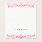 Elegant Girly Pink Swirls Lace Visitekaartje (Buitenkant ongevouwen)