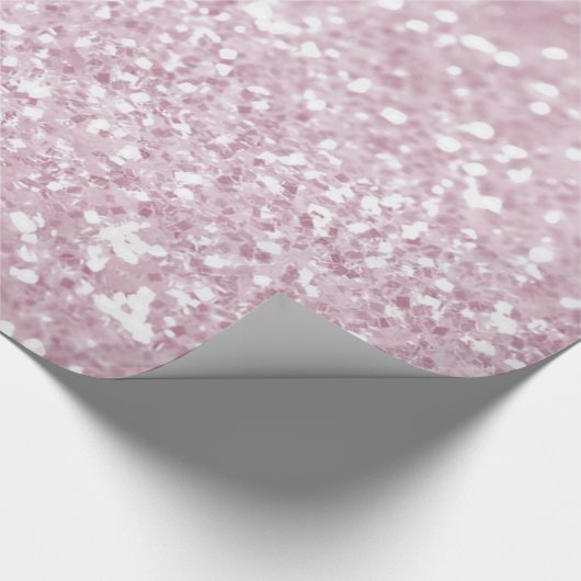 Elegant Girly Pink White Faux Glitter Cadeaupapier (Hoek)