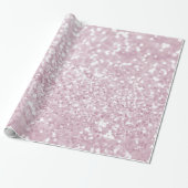 Elegant Girly Pink White Faux Glitter Cadeaupapier (Uitgerold)