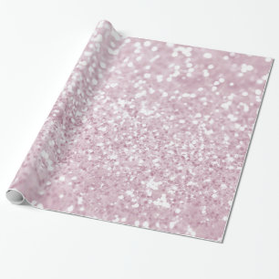 Elegant Girly Pink White Faux Glitter Cadeaupapier