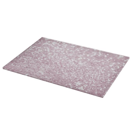 Elegant Girly Pink White Faux Glitter Snijplank (Hoek)