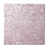 Elegant Girly Pink White Faux Glitter Tegeltje (Voorkant)