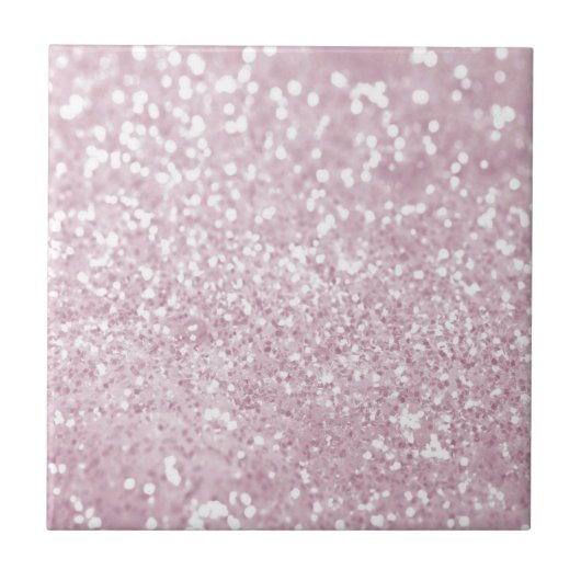 Elegant Girly Pink White Faux Glitter Tegeltje (Voorkant)
