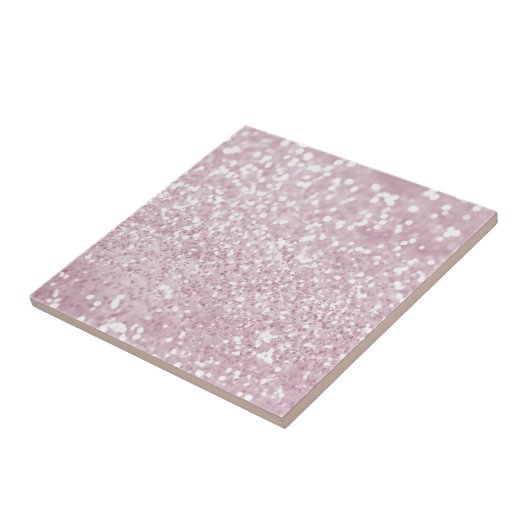 Elegant Girly Pink White Faux Glitter Tegeltje (Zijkant)