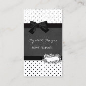 Elegant Girly Professional, Polka Dots, Black Bow Visitekaartje (Voorkant)