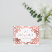 Elegant Girly Roos Gold Damask styled Lijst Visitekaartje (Staand voorkant)