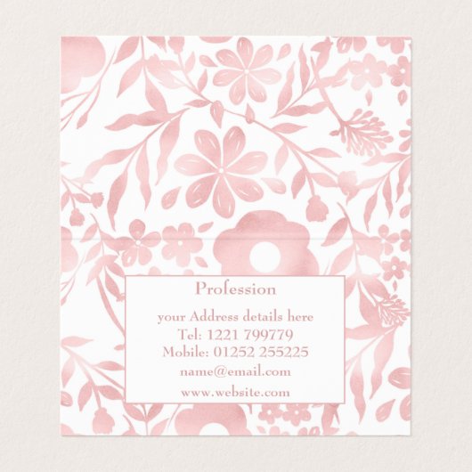 Elegant Girly Roos Gold Flowers Shapes Pattern Visitekaartje (Binnenkant ongevouwen)