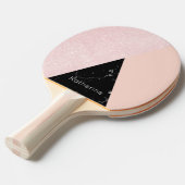 Elegant girly roos gold glitter & back marble tafeltennisbatje (Voorkant Gekanteld)