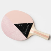 Elegant girly roos gold glitter & back marble tafeltennisbatje (Zijkant)