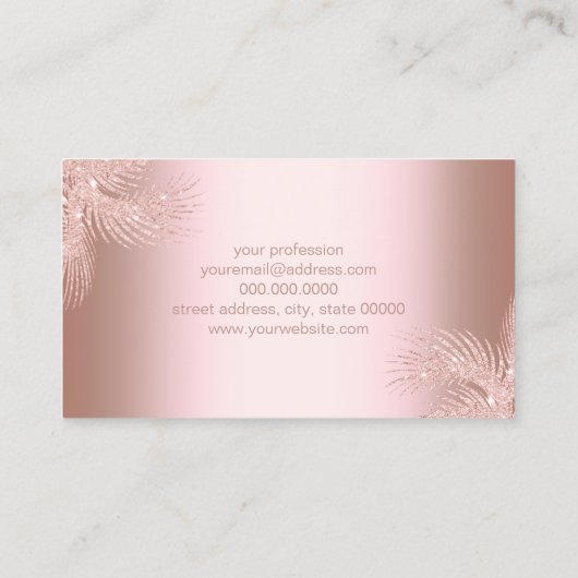 Elegant girly roos Gold glitter palm make-up Visitekaartje (Achterkant)