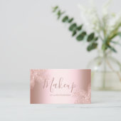 Elegant girly roos Gold glitter palm make-up Visitekaartje (Staand voorkant)