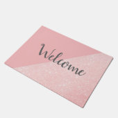 Elegant girly roos gold glitter & pastelroze deurmat (Schuin)