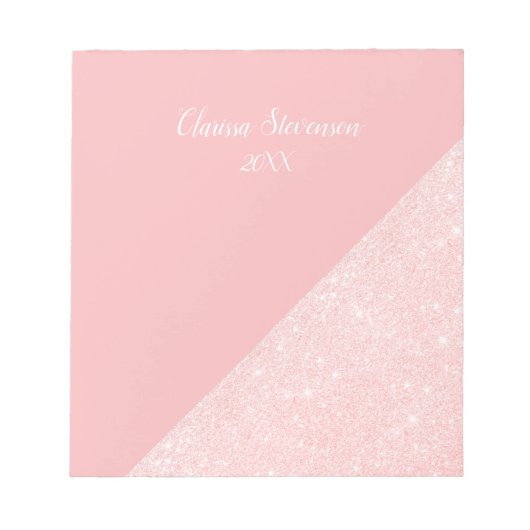 Elegant girly roos gold glitter & pastelroze notitieblok (Voorkant)