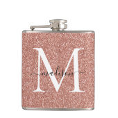 Elegant Girly Roos Gold Glitter Sparkle Monogram Heupfles (Voorkant)