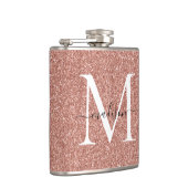 Elegant Girly Roos Gold Glitter Sparkle Monogram Heupfles (Rechts)