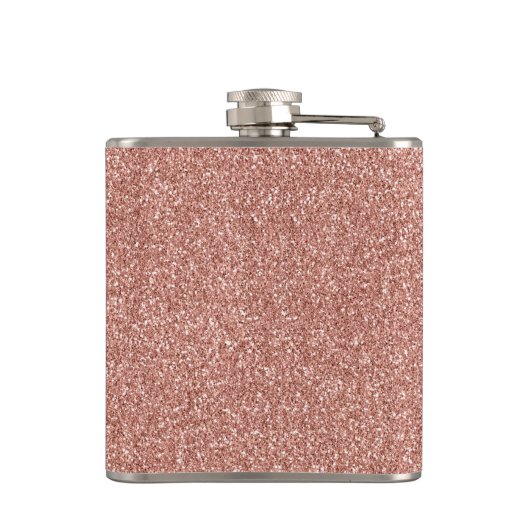 Elegant Girly Roos Gold Glitter Sparkle Monogram Heupfles (Achterkant)