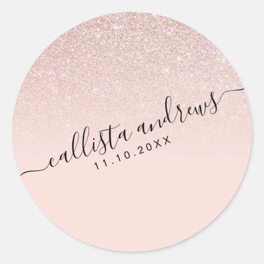 Elegant Girly Roos Gold Pink Ronde Sticker (Voorkant)