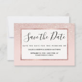 Elegant Girly Roos Gold Pink Save The Date (Voorkant)