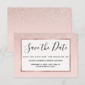 Elegant Girly Roos Gold Pink Save The Date (Voorkant / Achterkant)