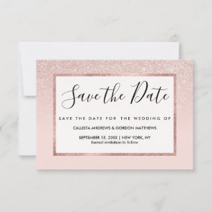 Elegant Girly Roos Gold Pink Save The Date