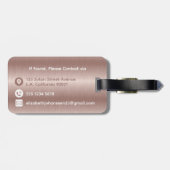 Elegant Girly Roos Goud Geborsteld Metaal Monogram Bagagelabel (Achterkant horizontaal)