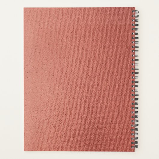 Elegant Girly Roos Goud Roze Lederen Monogram Naam Planner (Achterkant)