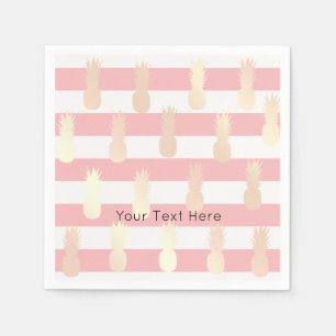 Elegant girly roos gouden anananaseptiel gestript servet