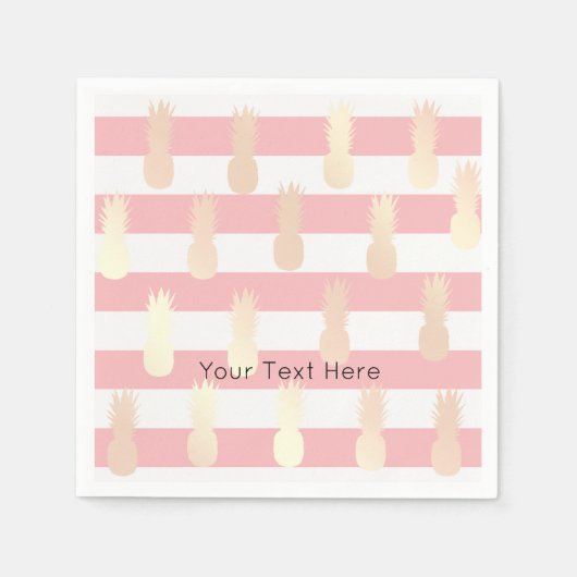 Elegant girly roos gouden anananaseptiel gestript servet (Voorkant)