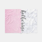 Elegant girly roos goudglitter witte marmer fleece deken (Voorkant (Horizontaal))