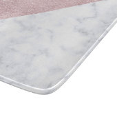 Elegant girly roos goudglitter witte marmer snijplank (Hoek)