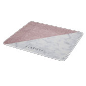 Elegant girly roos goudglitter witte marmer snijplank (Hoek)