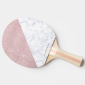 Elegant girly roos goudglitter witte marmer tafeltennisbatje (Zijkant)