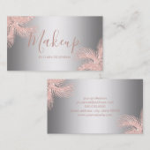 Elegant girly roos goudglitter zilveren palmmake-u visitekaartje (Voorkant / Achterkant)