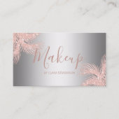 Elegant girly roos goudglitter zilveren palmmake-u visitekaartje (Voorkant)