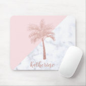 Elegant girly roos goudhandpalm witte marmer muismat (Met muis)