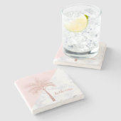 Elegant girly roos goudhandpalm witte marmer stenen onderzetter (Zijkant)