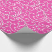 Elegant girly roze bloemmotief monogram cadeaupapier (Hoek)