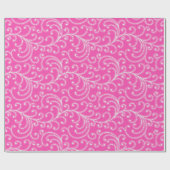 Elegant girly roze bloemmotief monogram cadeaupapier (Vlak)