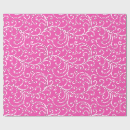Elegant girly roze bloemmotief monogram cadeaupapier (Vlak)