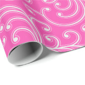 Elegant girly roze bloemmotief monogram cadeaupapier (Rol Hoek)