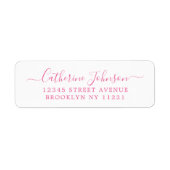 Elegant Girly Script Calligraphy Hot Pink Etiket (Voorkant)